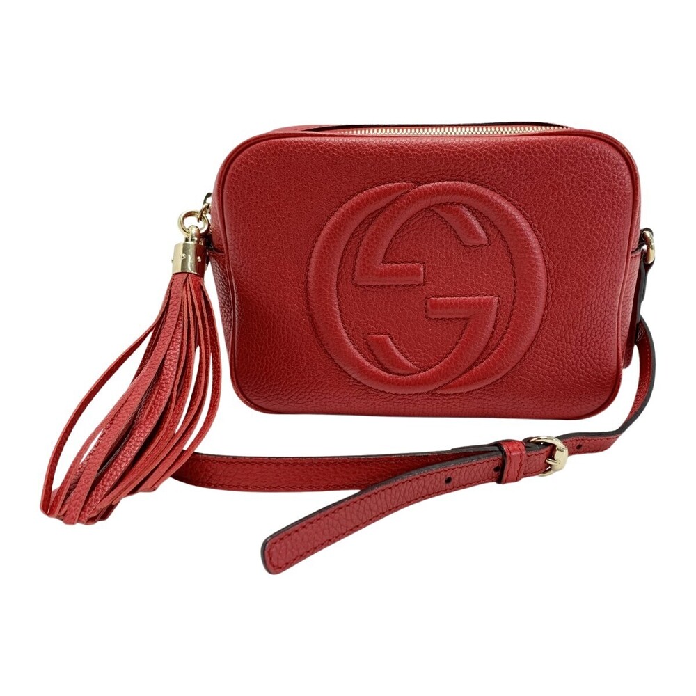 GUCCI Soho Shoulder Bag Red Leather